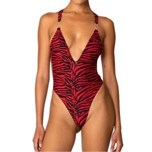 MELISSA SIMONE KAMRYN ONE-PIECE - RED ZEBRA SIZE SMALL